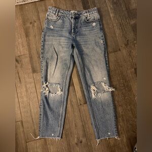 Zara Light Blue Distressed Boyfriend Jeans